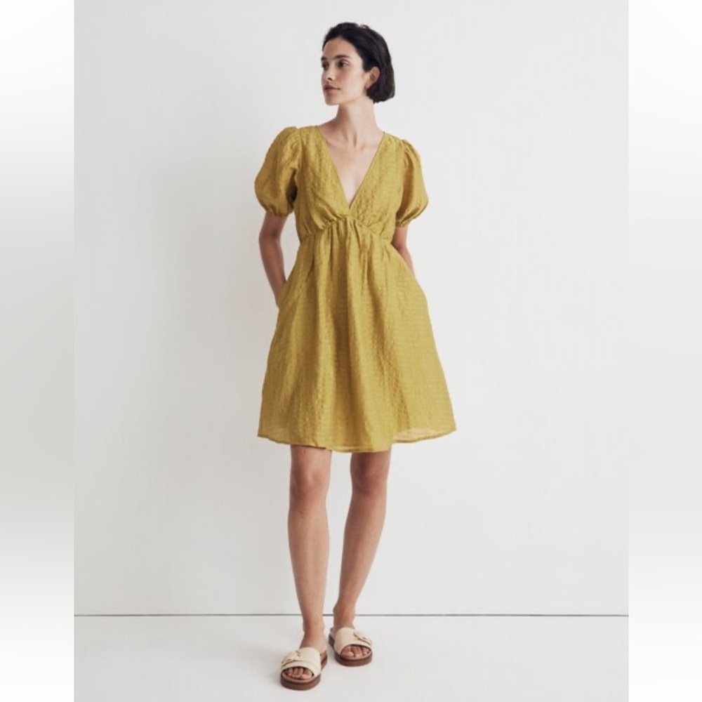 Madewell Annamarie Mini Dress citrus lime sz 4 EUC
